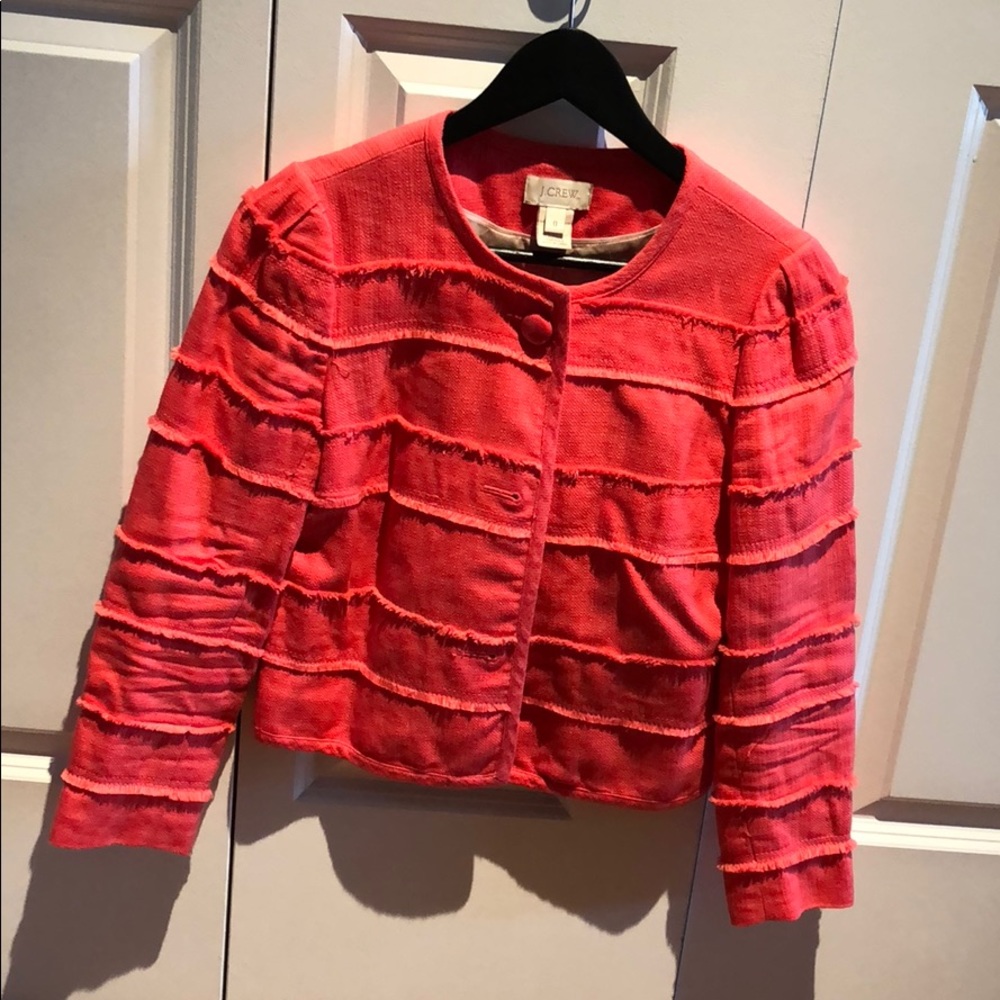 J Crew Coral Linen Blazer Size 0